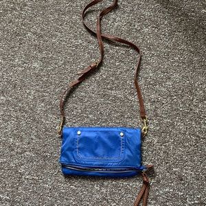 Cobalt blue fold over cross body purse
